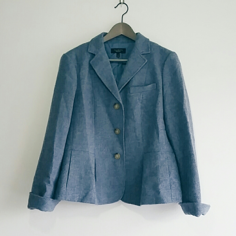 Talbots Blue Wool Blazer Size 14